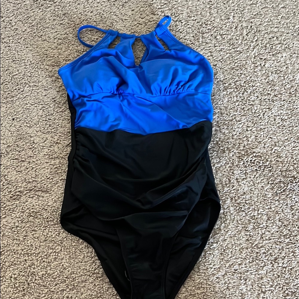 Cupshe Blue and Black One-Piece Swimsuit
